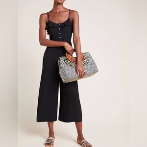 Kachel x Anthropologie Ruffled Jumpsuit Wide Leg in Black